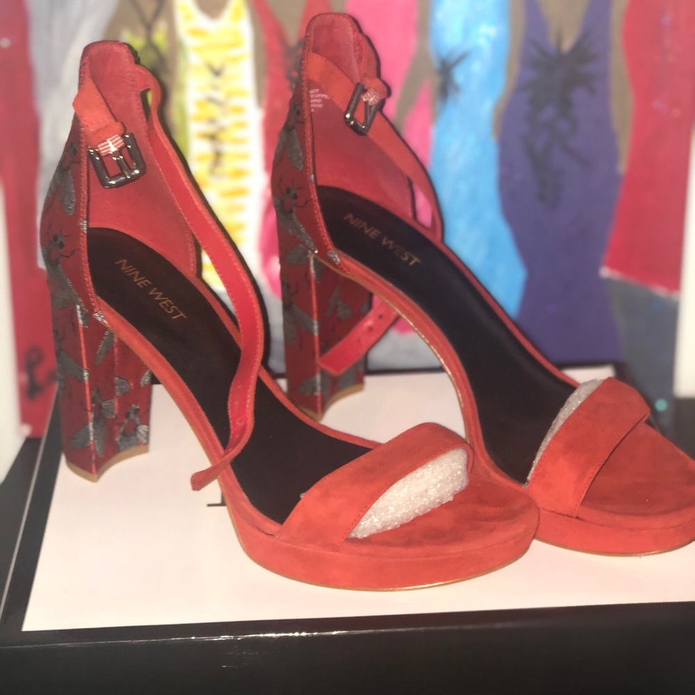Red strap heels